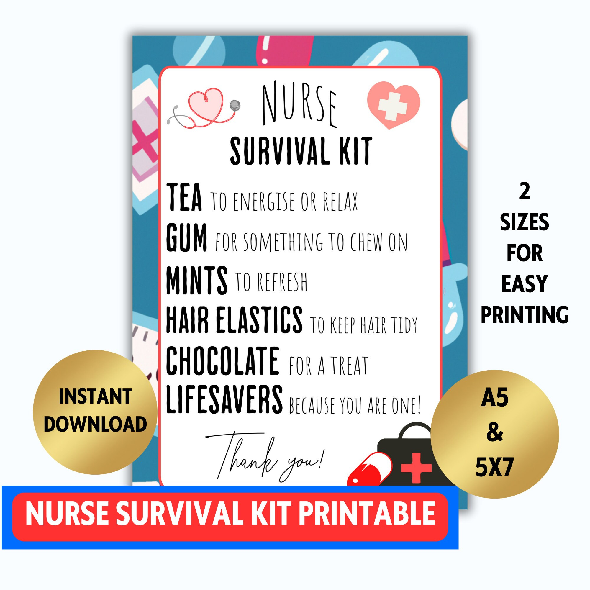 Nurse Survival Kit Printable Card Nursing Home Nurse Appreciation with regard to Nurses Week 2025 Cards Free Printable