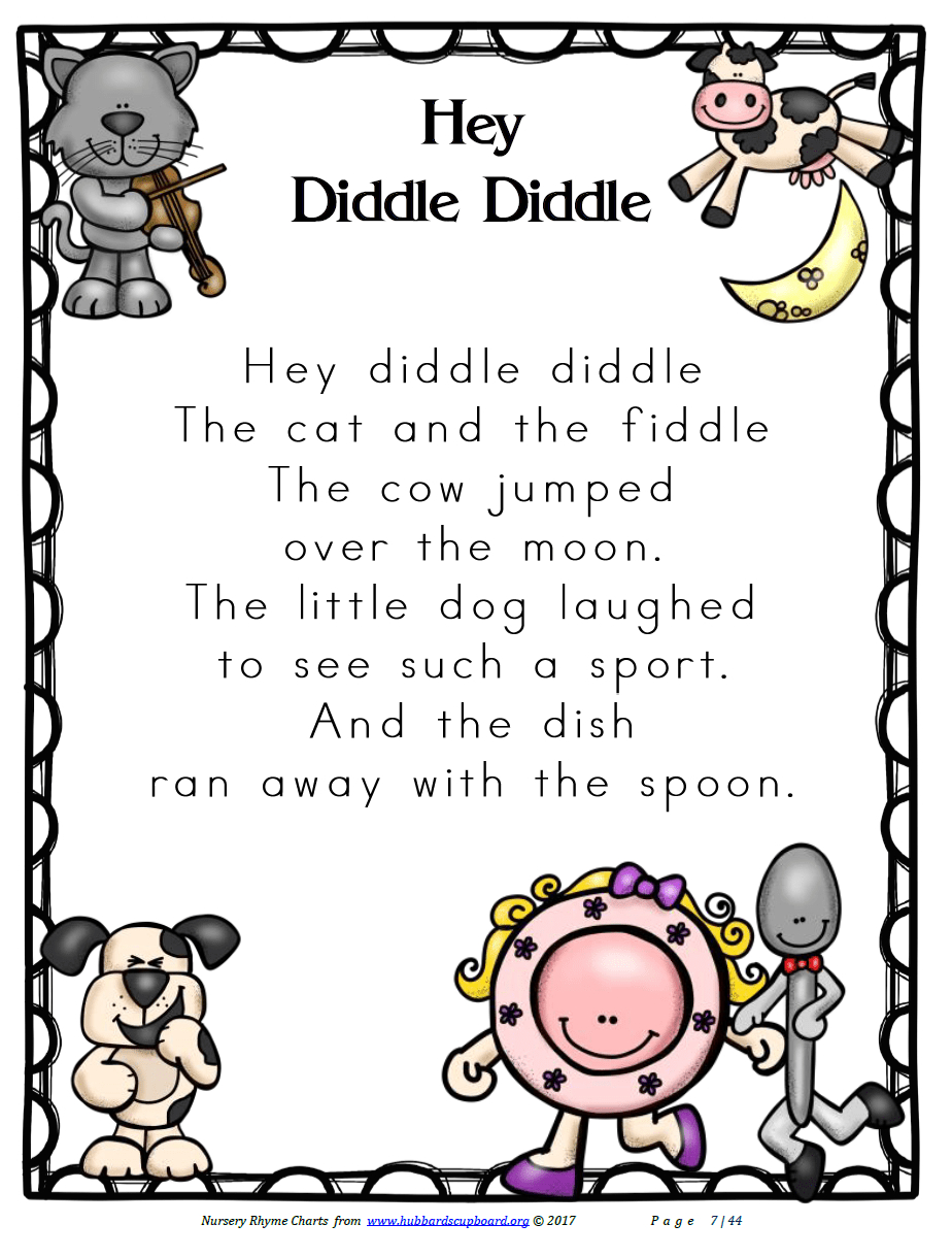 Nursery Rhymes Printable Free with Free Printable Nursery Rhymes