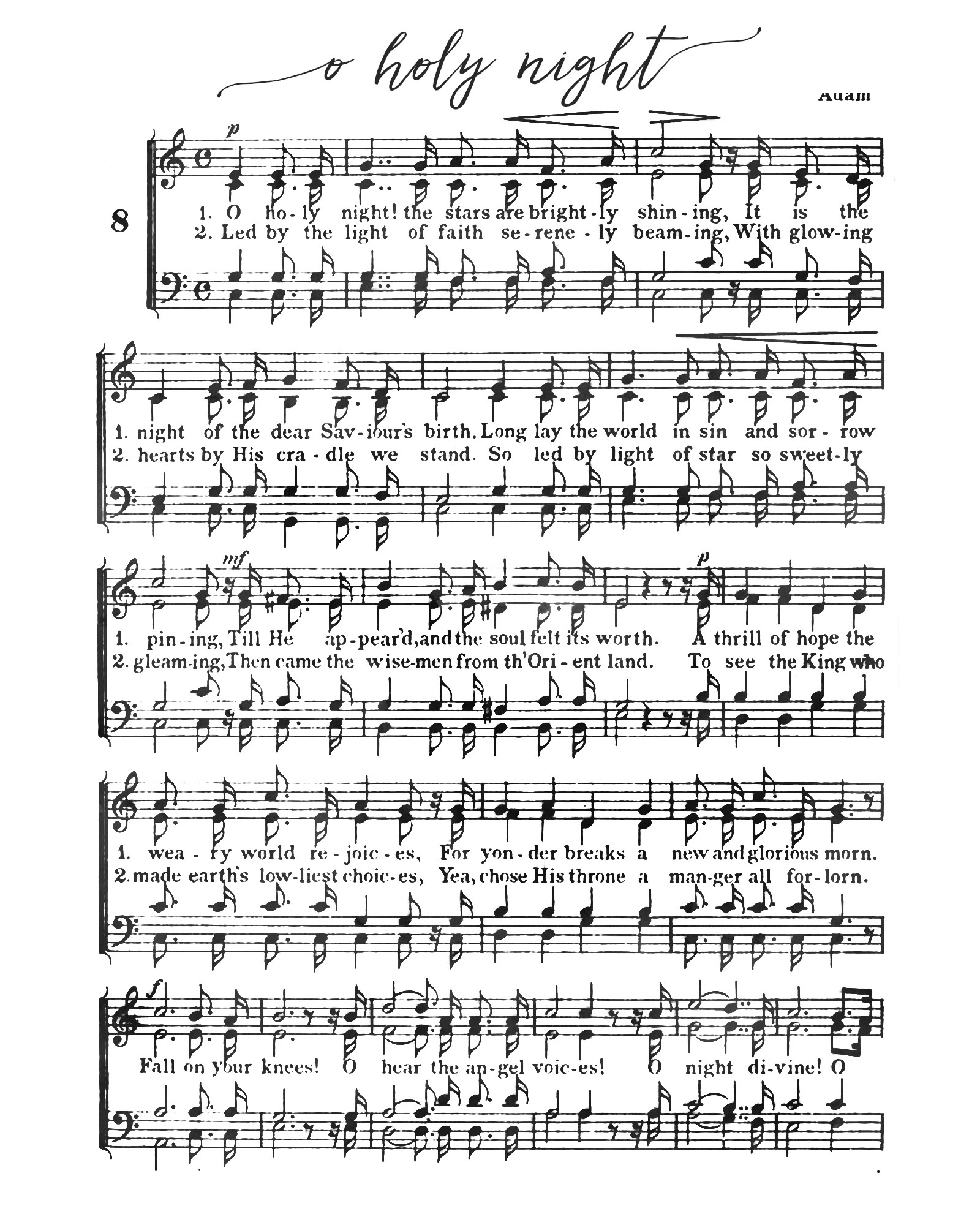 O Holy Night - Free Printable Christmas Sheet Music - Our pertaining to Free Christmas Sheet Music For Keyboard Printable