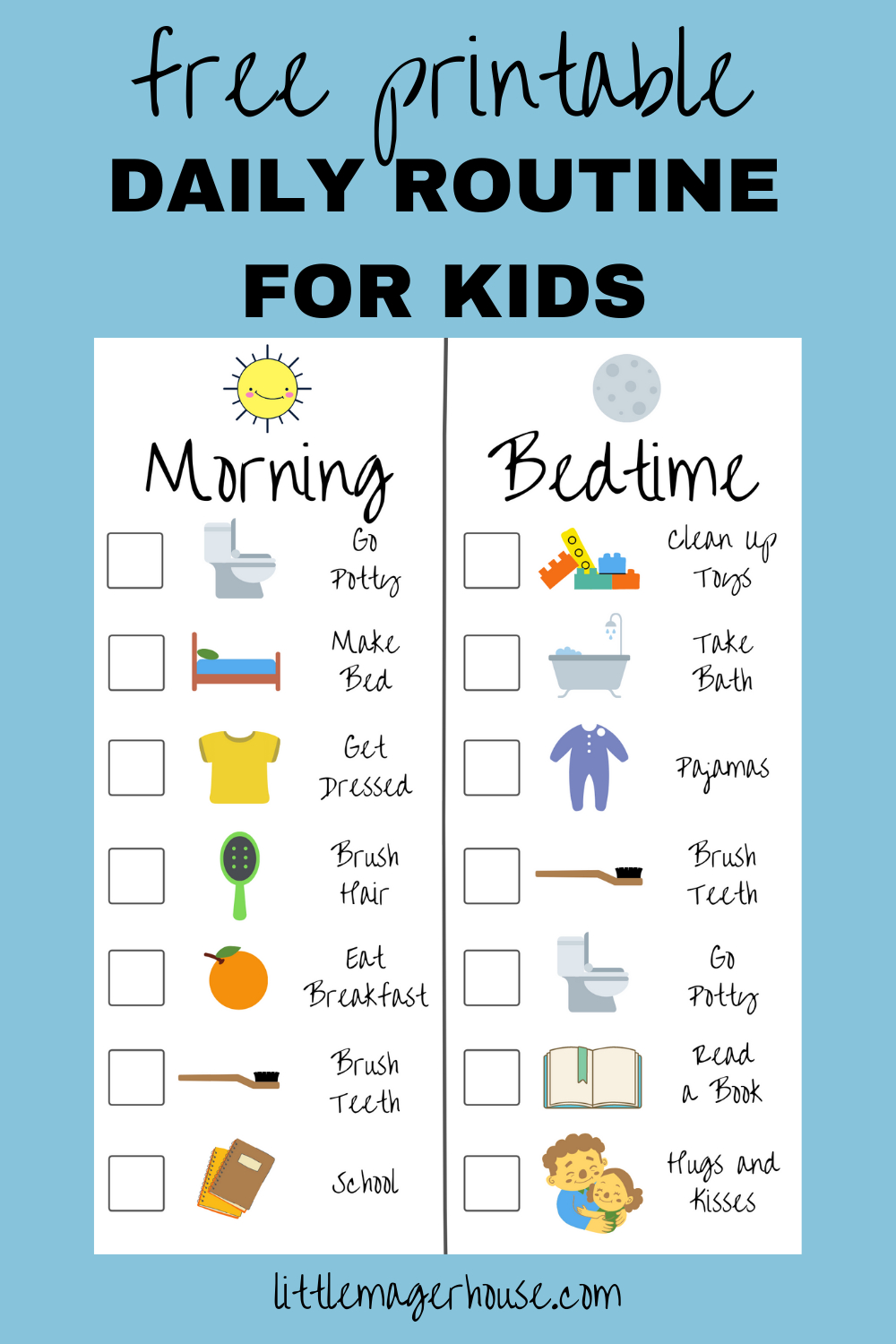 Organize Your Kids&amp;#039; Daily Routine With This Printable Checklist in Children&amp;amp;#039;S Routine Charts Free Printable