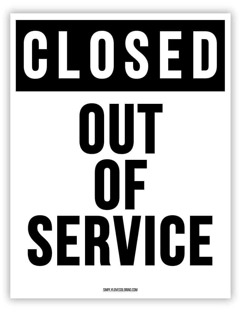 Out Of Service Printable Sign (Free Pdf Download) - Simply Love inside Free Printable Out Of Service Sign