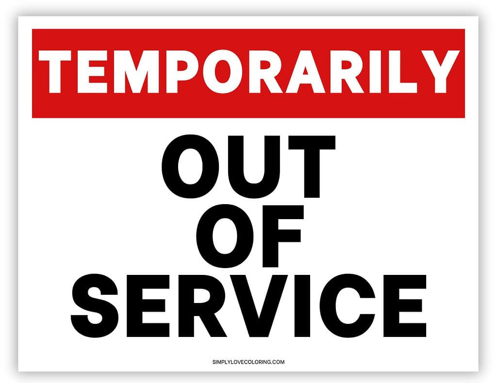 Out Of Service Printable Sign (Free Pdf Download) - Simply Love throughout Free Printable Out Of Service Sign