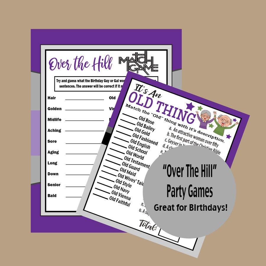 Over The Hill Games - Etsy Uk intended for Over the Hill Games Free Printable