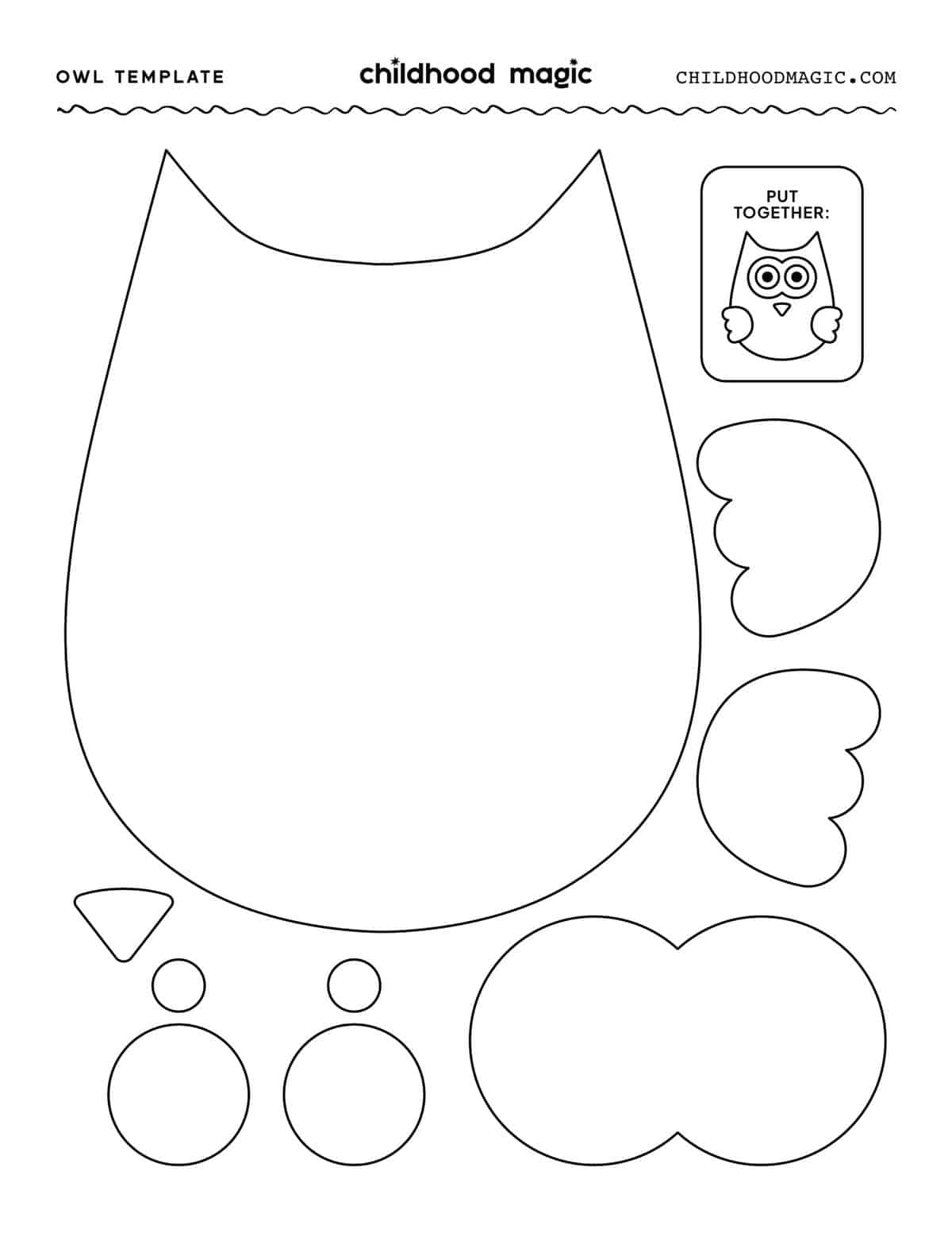 Owl Template - Childhood Magic throughout Free Owl Printable Template