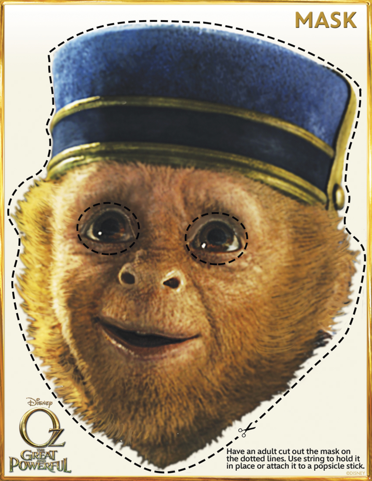 Oz The Great And Powerful Printable Monkey Mask - Mama Likes This regarding Free Printable Wizard Of Oz Masks