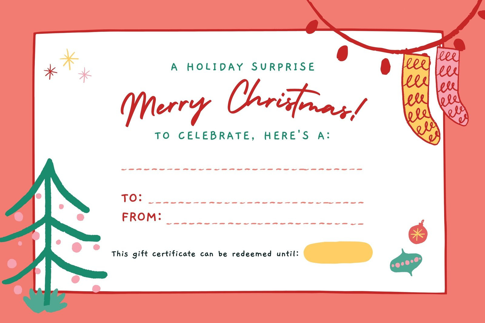 Page 4 - Free Printable Holiday Gift Certificate Templates | Canva inside Free Printable Gift Certificate Christmas