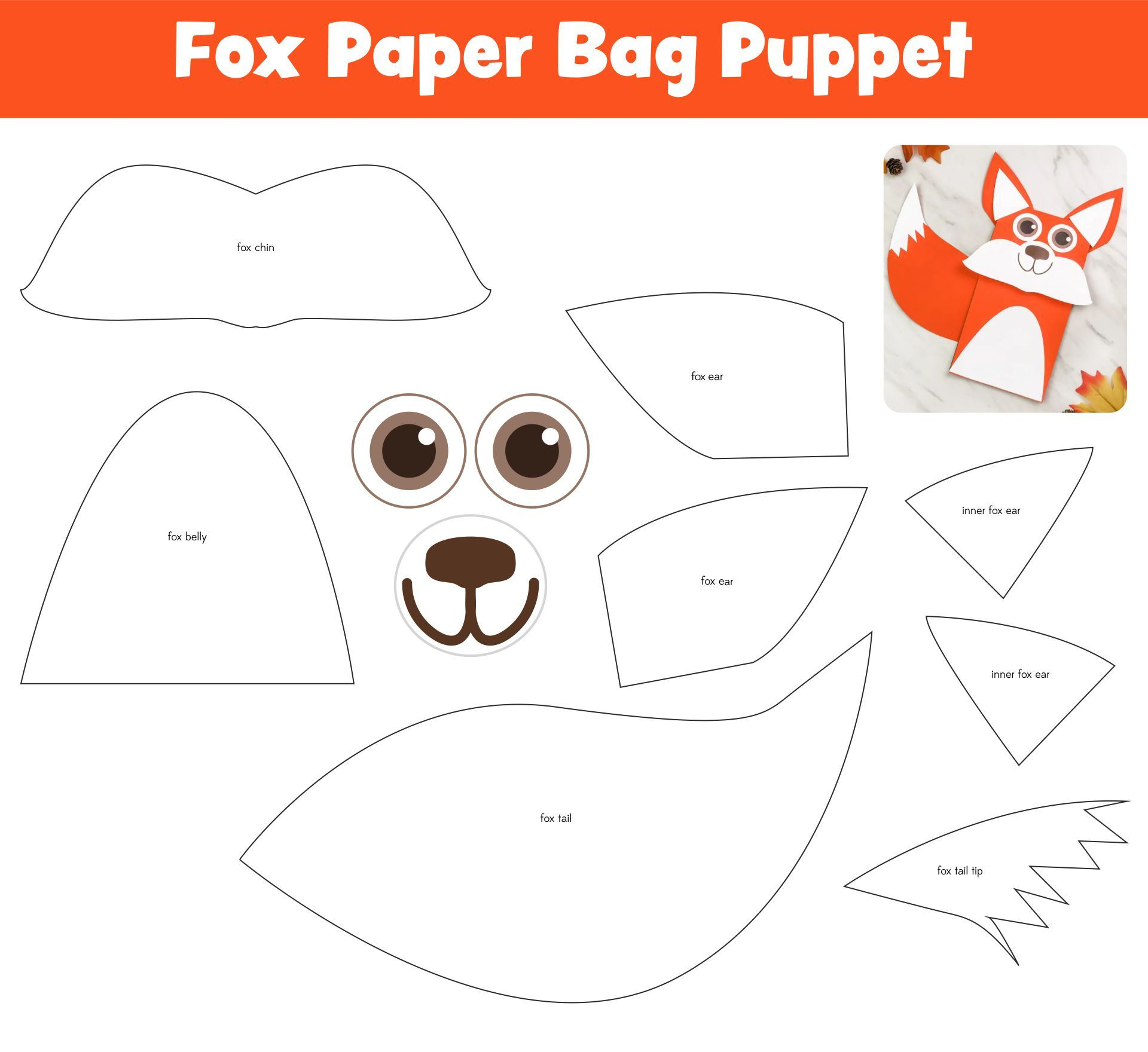 Paper Bag Puppets Animals - 10 Free Pdf Printables | Printablee for Free Printable Paper Bag Puppet Templates