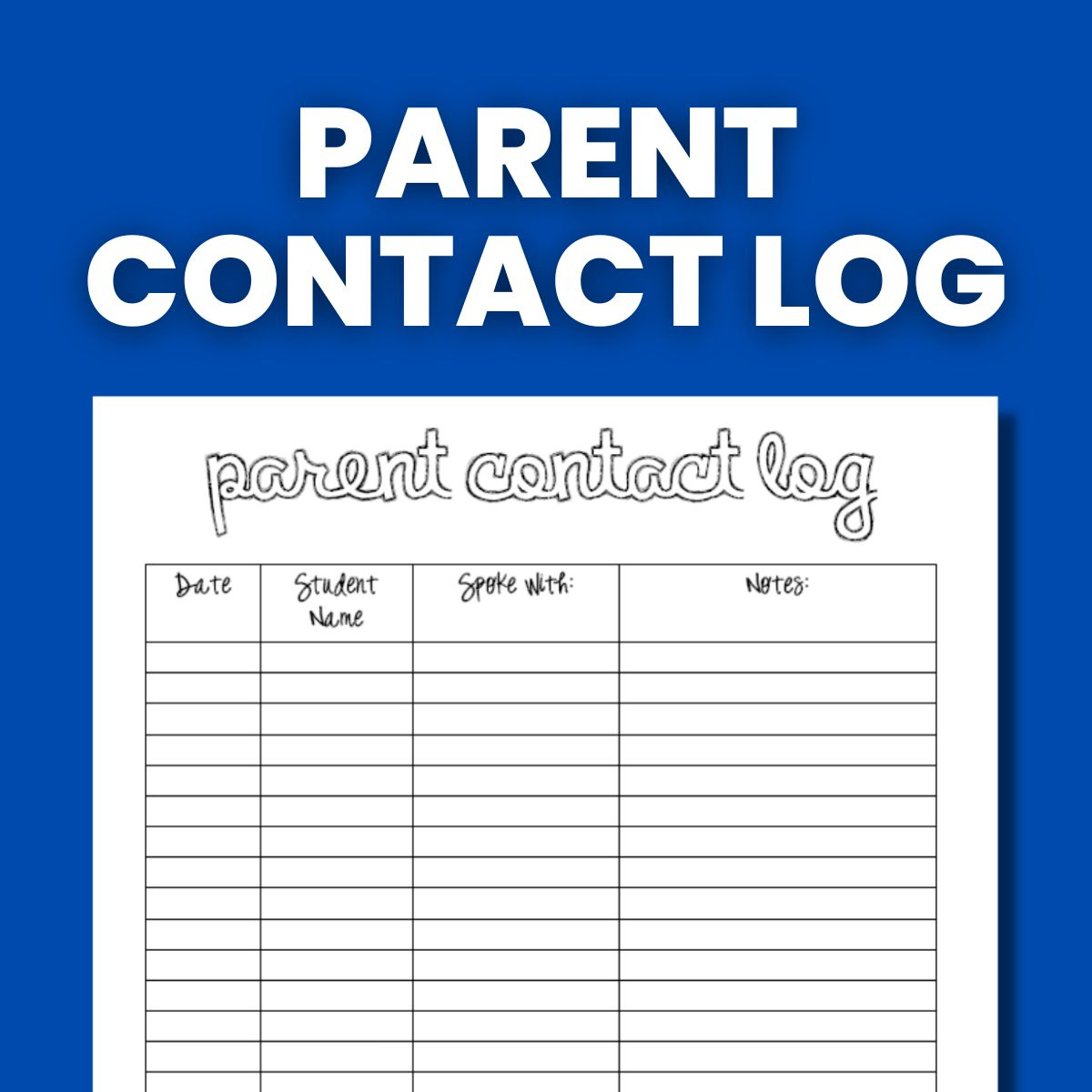 Parent Contact Log | Math = Love with regard to Free Printable Parent Communication Log for Teachers