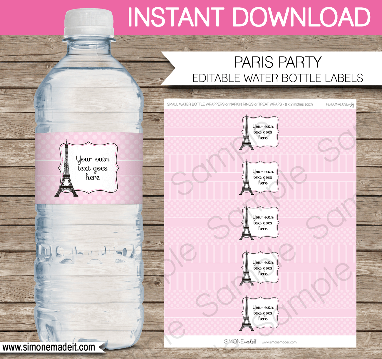 Paris Party Water Bottle Labels Template within Free Printable Paris Water Bottle Labels