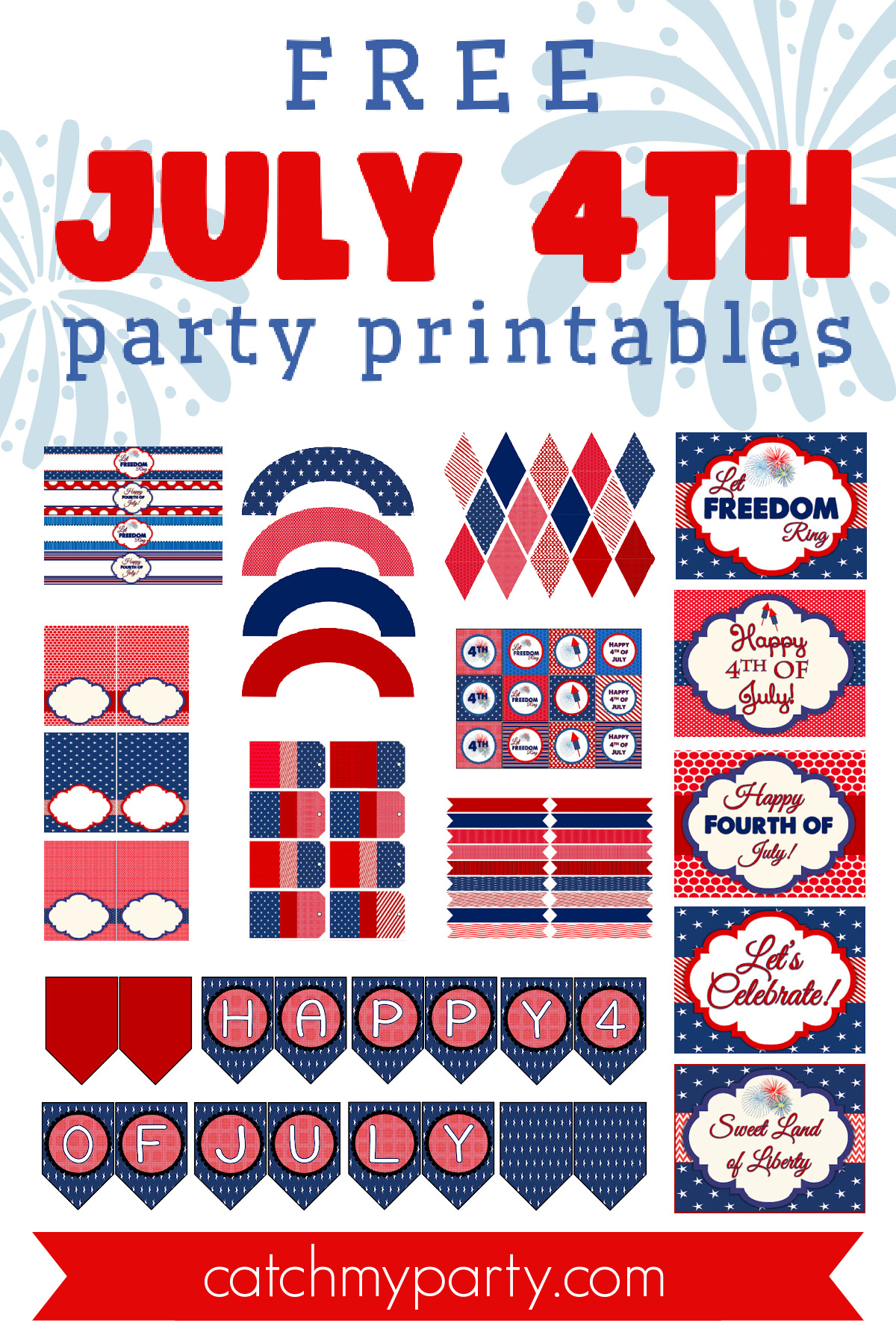 Party On! Free 4Th Of July Printables | Catch My Party regarding Free 4Th Of July Printables