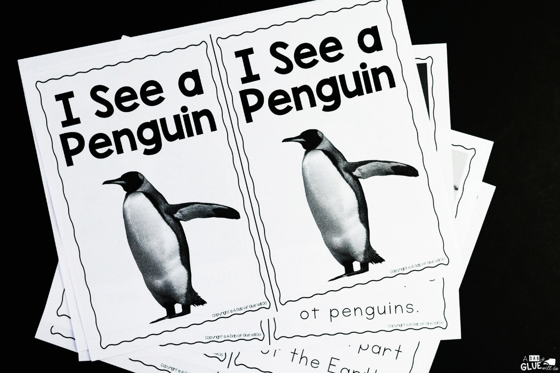 Penguin Emergent Reader - A Dab Of Glue Will Do in Free Printable Penguin Books