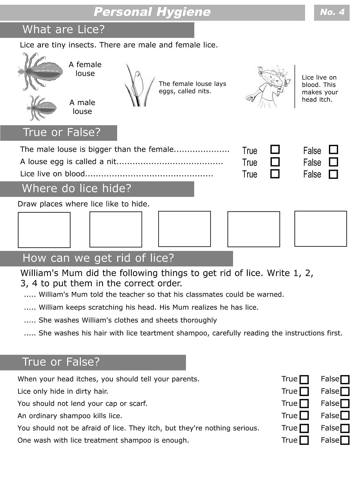 Personal Hygienen (Sheet 4 Of 7) | Personal Hygiene Worksheets pertaining to Free Printable Health Worksheets For Middle School