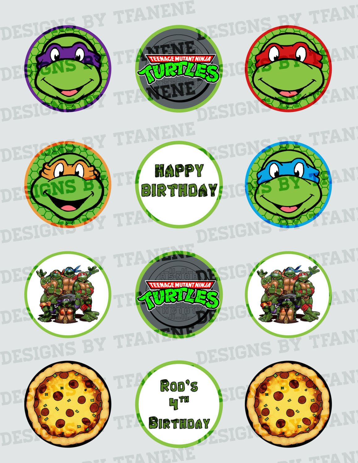 Personalized Teenage Mutant Ninja Turtles/Tmnt Printable Cupcake within Free Printable Teenage Mutant Ninja Turtle Cupcake Toppers