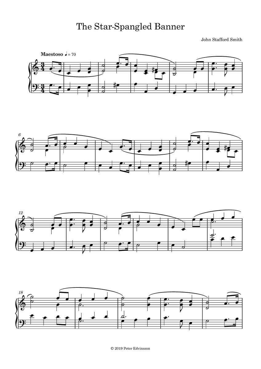 Peter Edvinsson On X: &amp;quot;Free Printable Piano Sheet Music With The in Free Printable Piano Sheet Music For The Star Spangled Banner