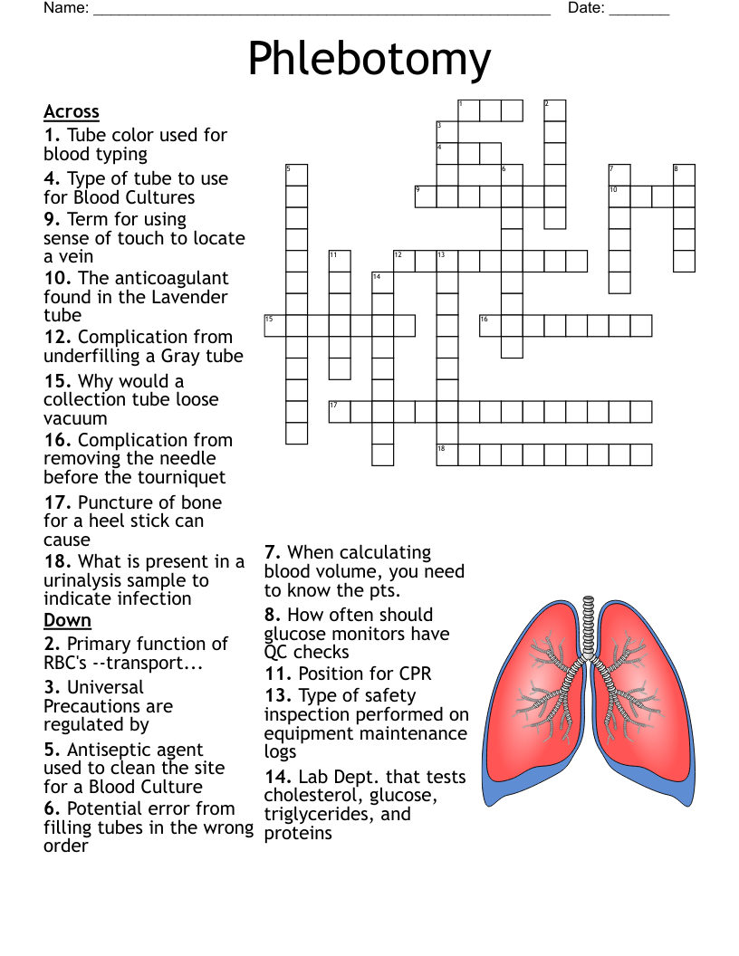 Phlebotomy Worksheet - Wordmint inside Free Printable Phlebotomy Practice Test