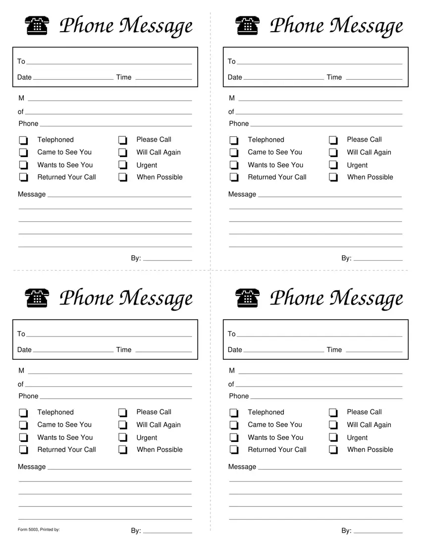 Phone Message Slips ≡ Fill Out Printable Pdf Forms Online pertaining to Free Printable Message Sheets