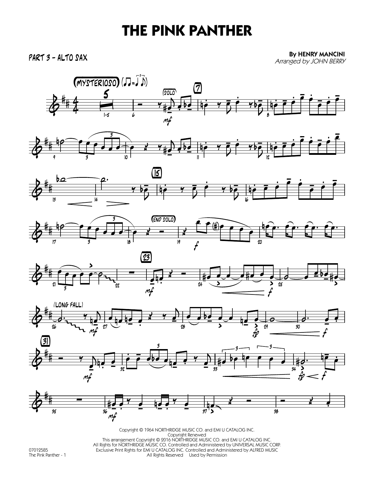 Pink Panther Music Sheet For Alto Sax intended for Free Printable Alto Saxophone Sheet Music Pink Panther