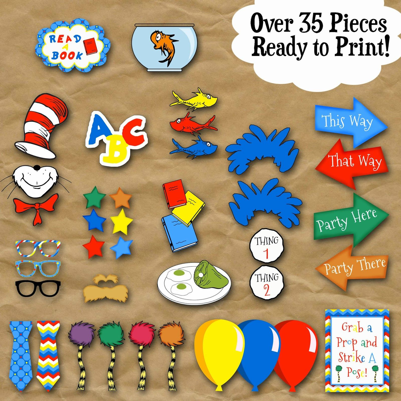 Pinkristen Leigh On Dr Seuss Week | Photo Booth Props, Dr inside Free Printable Dr Seuss Photo Props