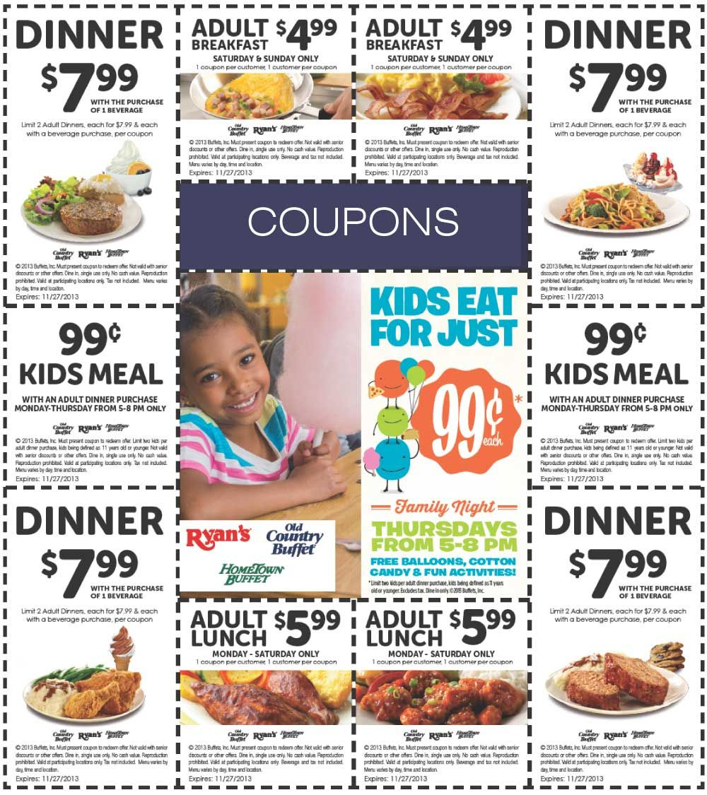 Pinned October 5Th: $6 Buck Lunch And More At Old #Country Buffet in Old Country Buffet Printable Coupons Buy One Get One Free