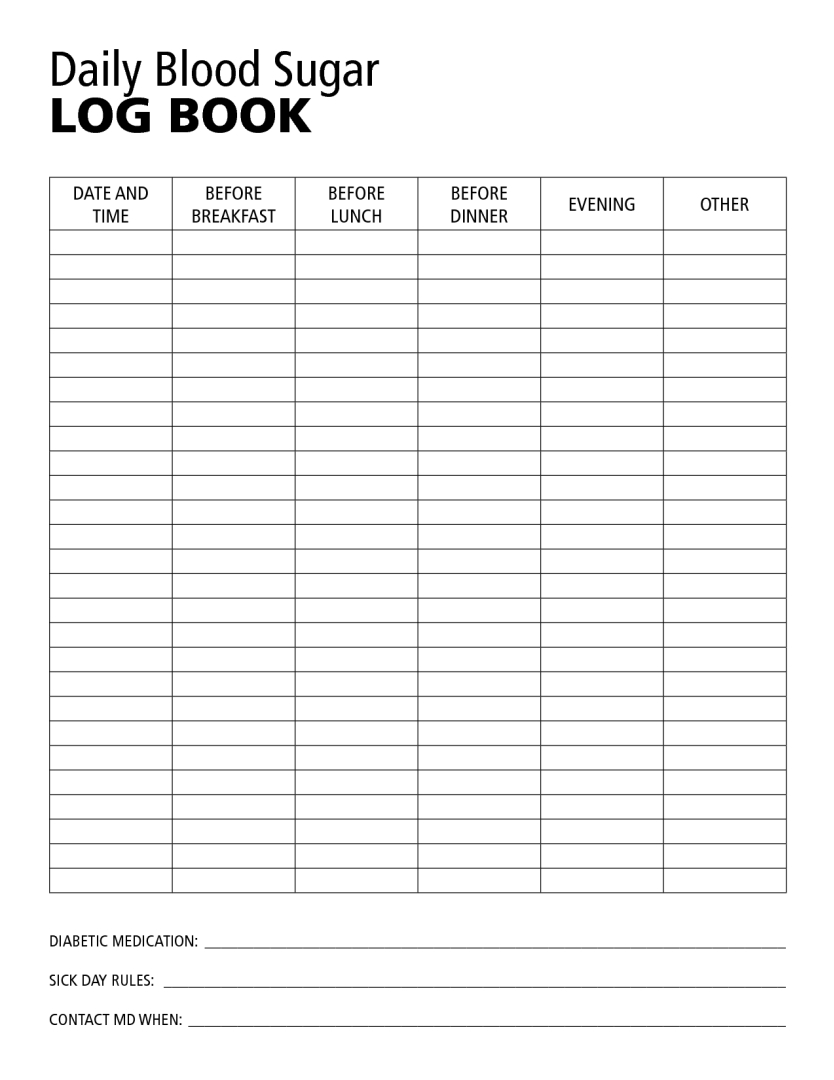 Pinterest within Free Printable Blood Sugar Log Sheet