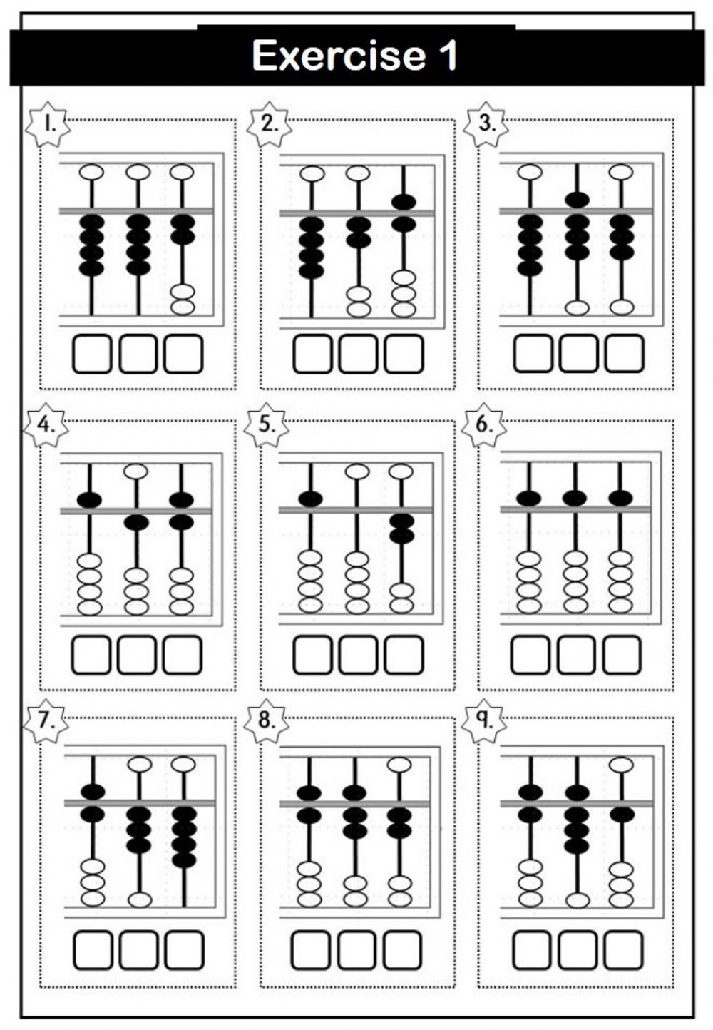 Place Value Abacus Worksheet | Abacus Math, Math Worksheets, First in Free Printable Abacus Worksheets