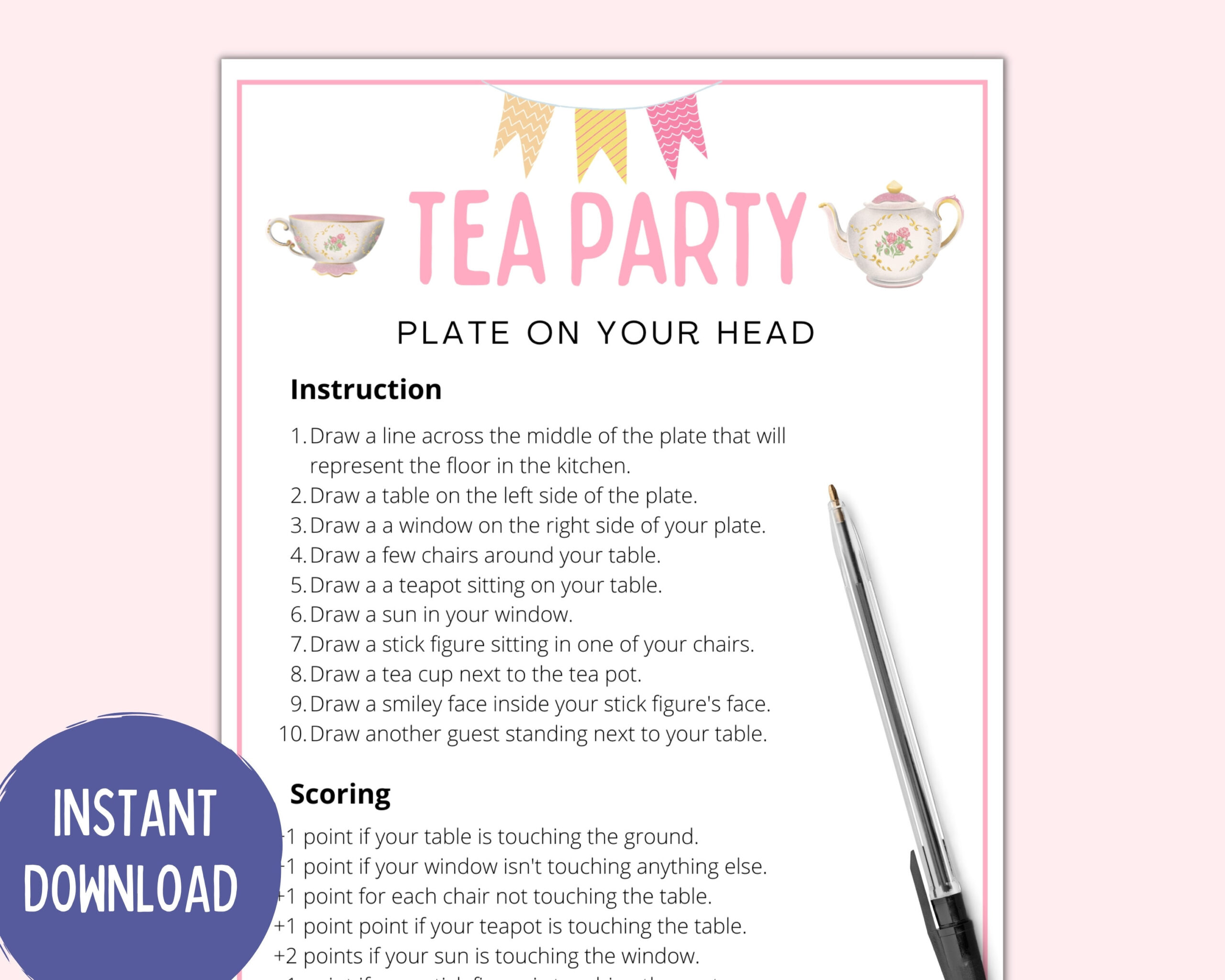 Plate On Head Game Tea Party Games Tea Party Games Adults Kids intended for Free Printable Tea Party Games
