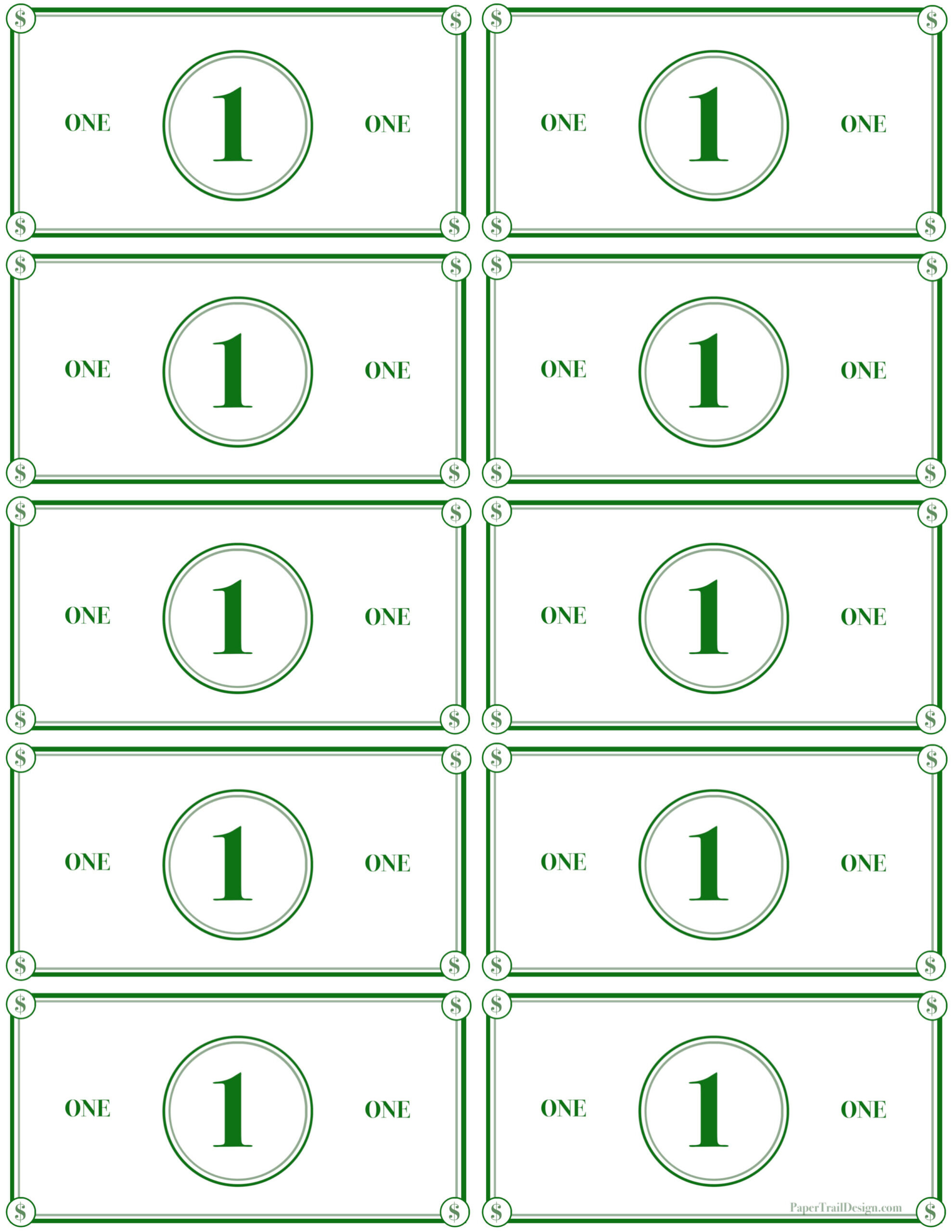 Play Money Printable - Paper Trail Design inside Free Printable Money