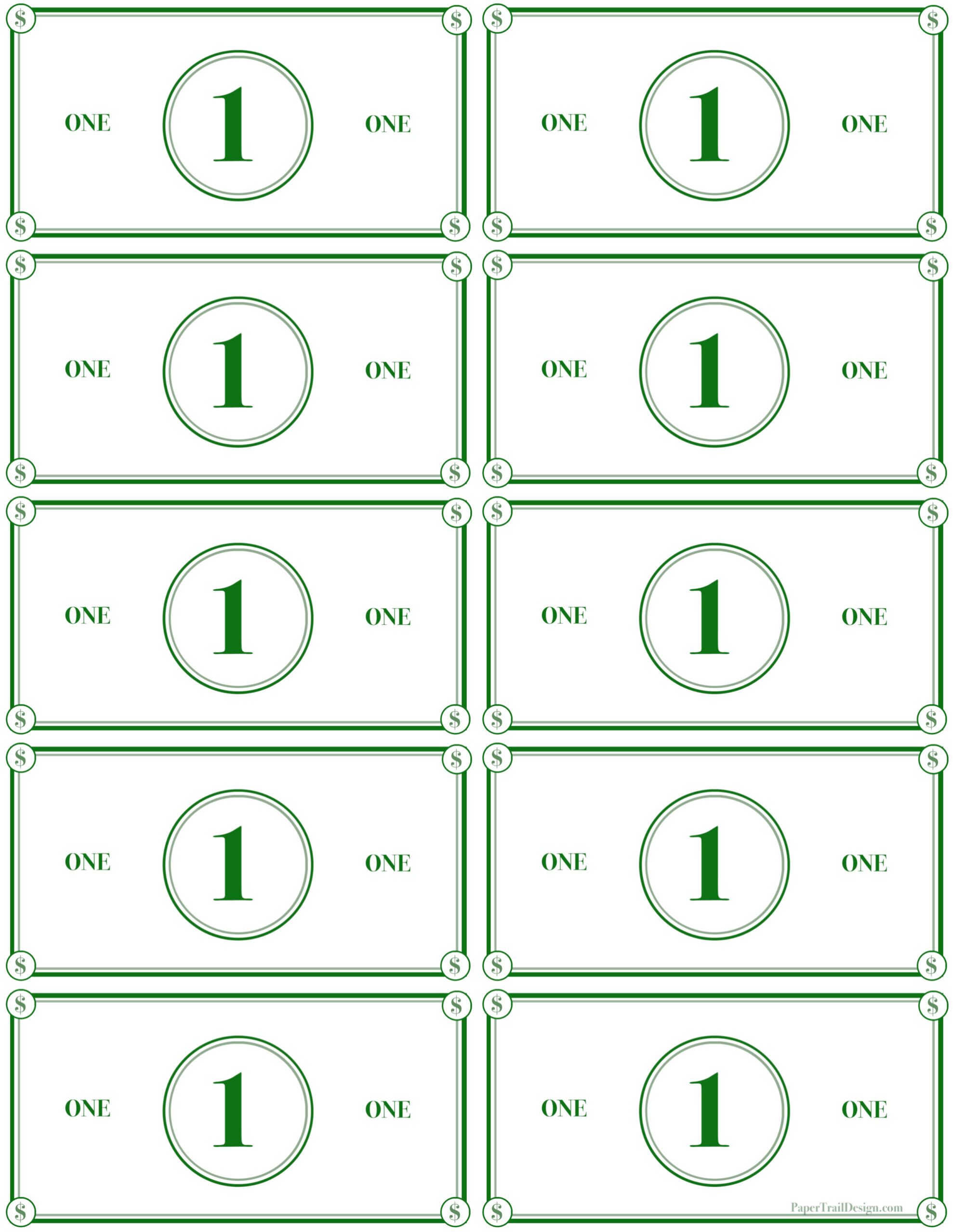 Play Money Printable - Paper Trail Design pertaining to Free Printable Play Money