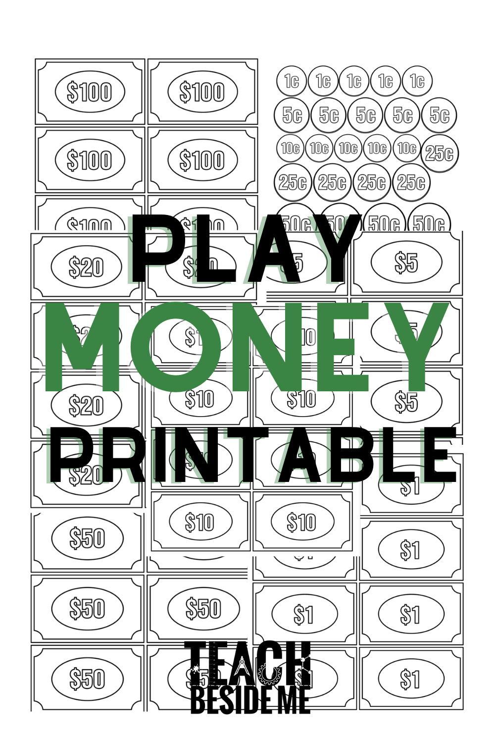 Playing Store- Play Money Printable - Teach Beside Me pertaining to Free Printable Game Money