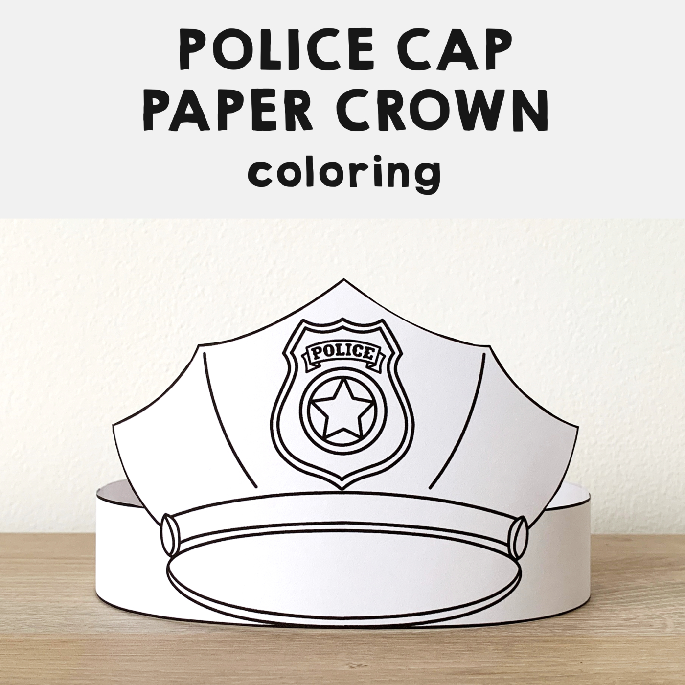 Police Hat Paper Crown Printable Coloring Craft | Madeteachers throughout Free Printable Police Hat