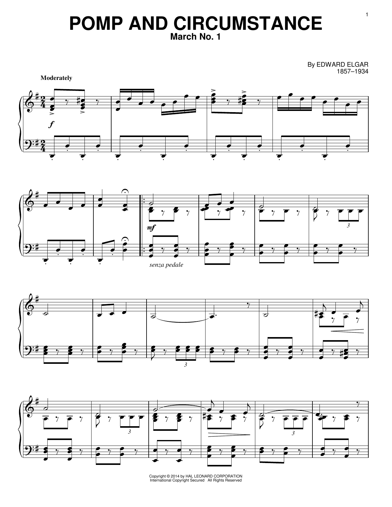 Pomp And Circumstance Sheet Music Edward Elgar Piano Solo, 54% Off for Free Printable Sheet Music Pomp and Circumstance