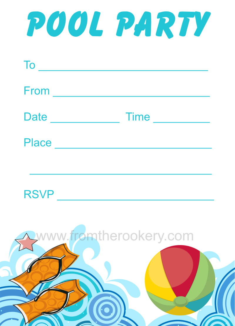 Pool Party Invitation inside Free Printable Pool Party Birthday Invitations