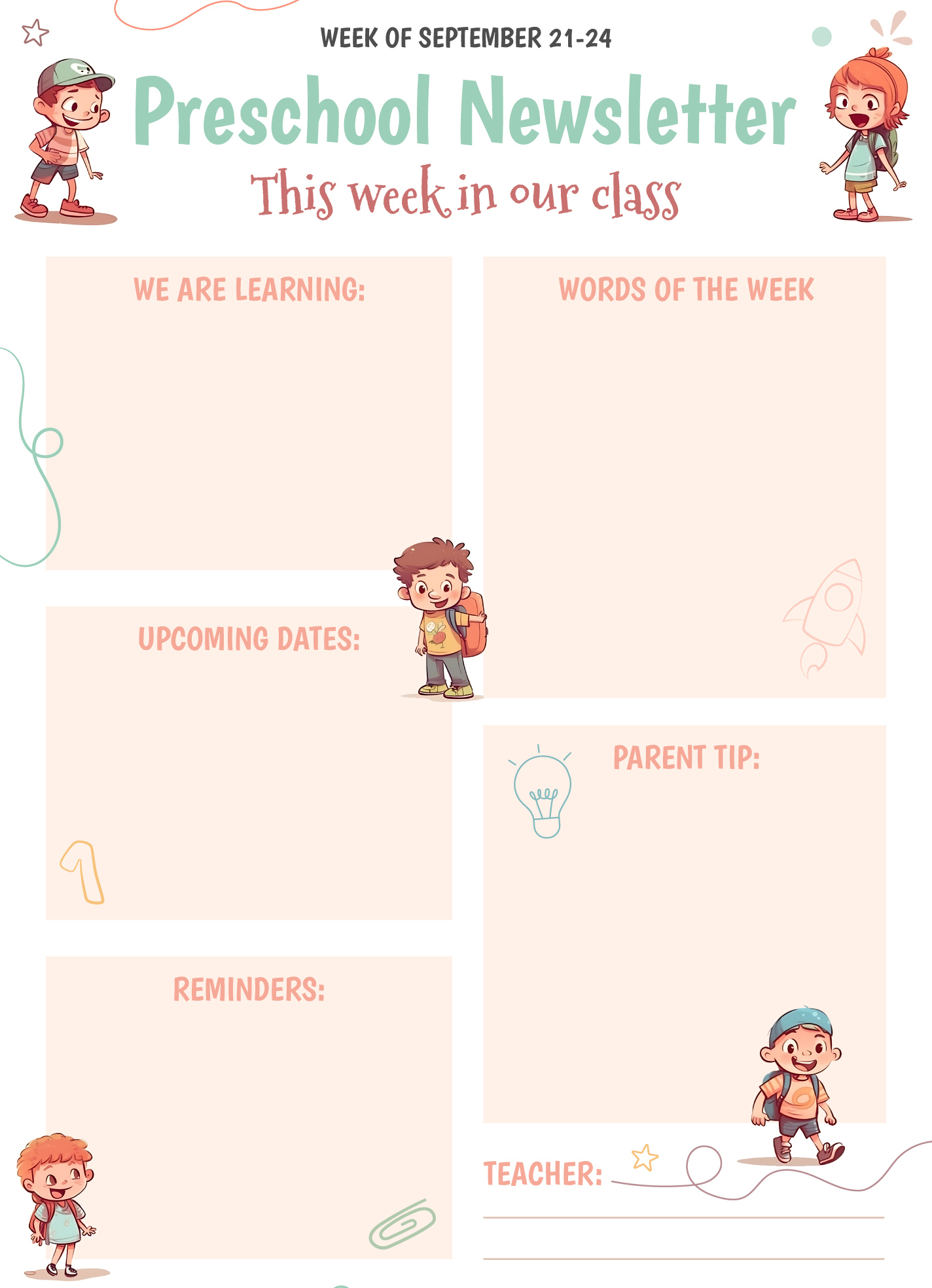 Preschool Newsletter Free Google Docs Template - Gdoc.io intended for Free Printable Preschool Newsletter Templates