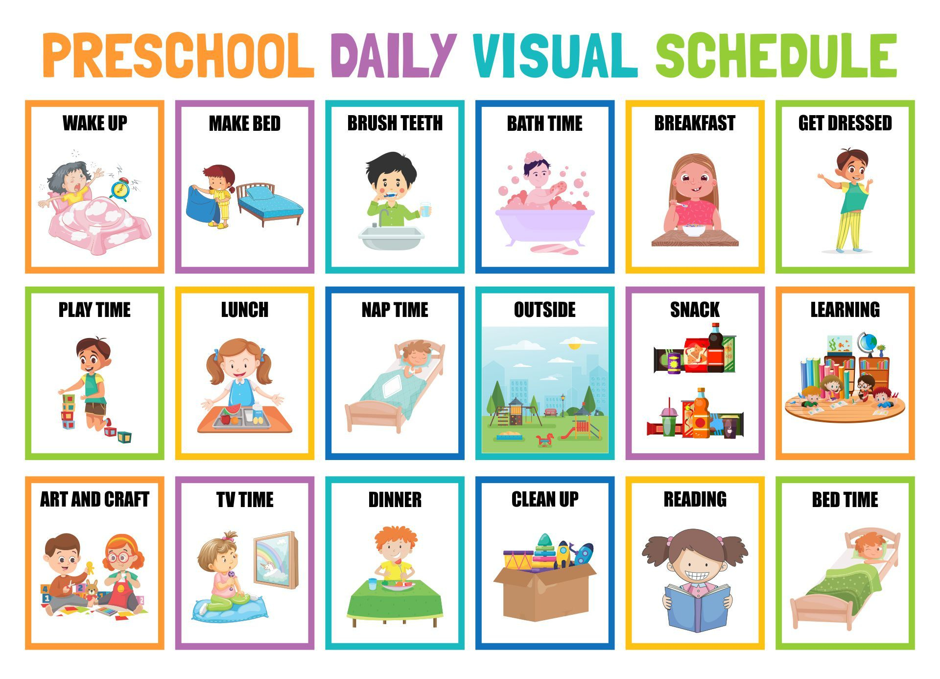 Preschool Visual Daily Schedule - 10 Free Pdf Printables inside Free Printable Schedule Cards for Preschool