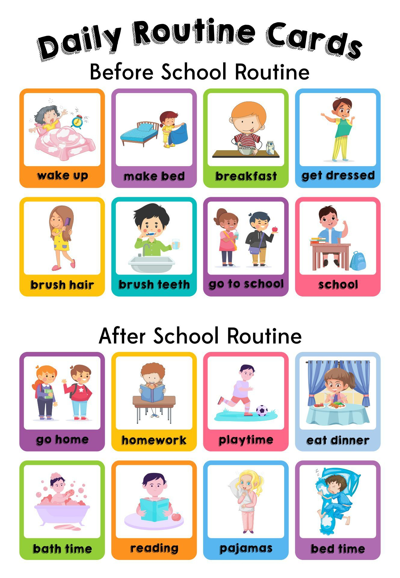 Preschool Visual Daily Schedule - 10 Free Pdf Printables within Free Printable Daily Routine Picture Cards