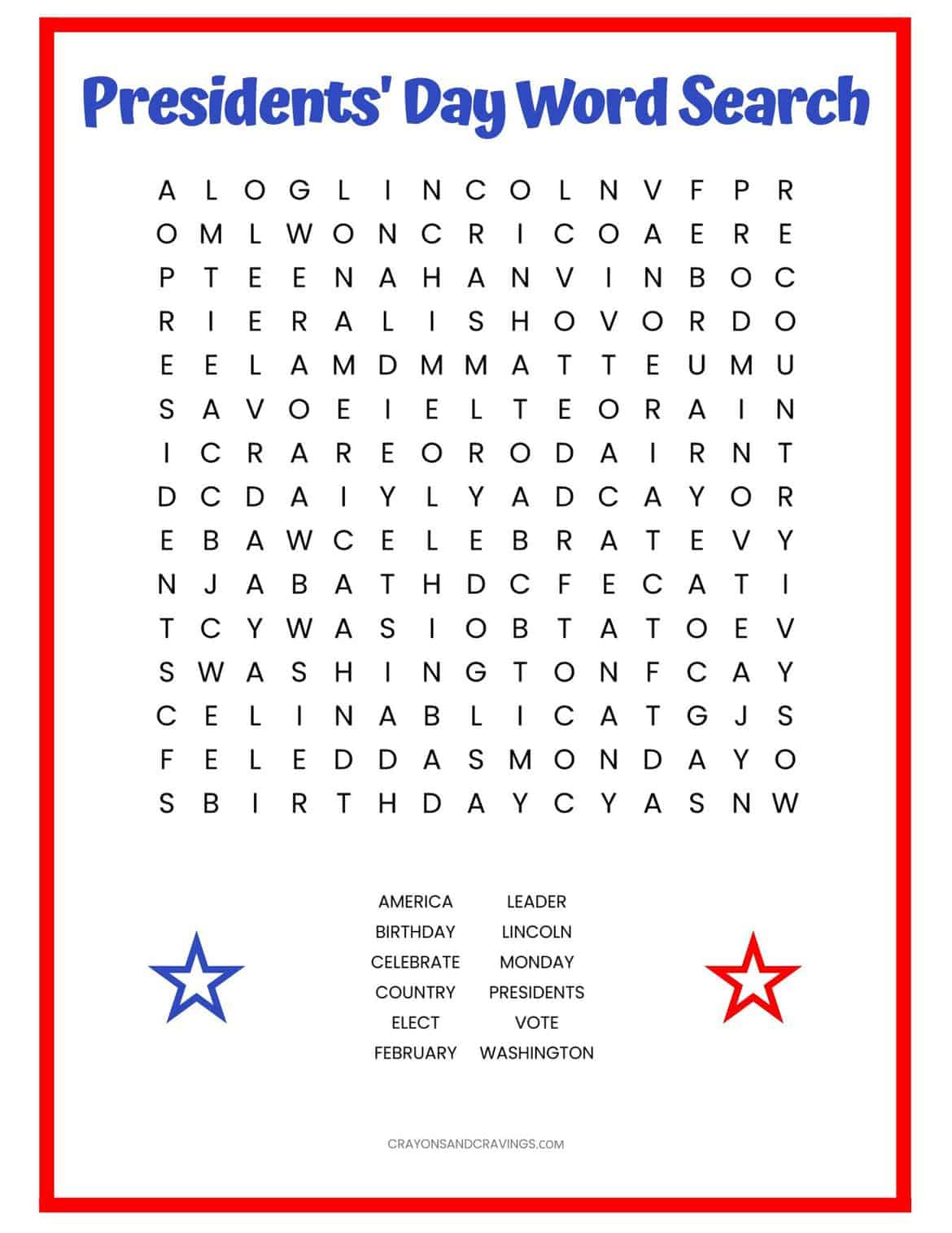 Presidents&amp;#039; Day Word Search Free Printable Worksheet with Free Printable Presidents Day Worksheets