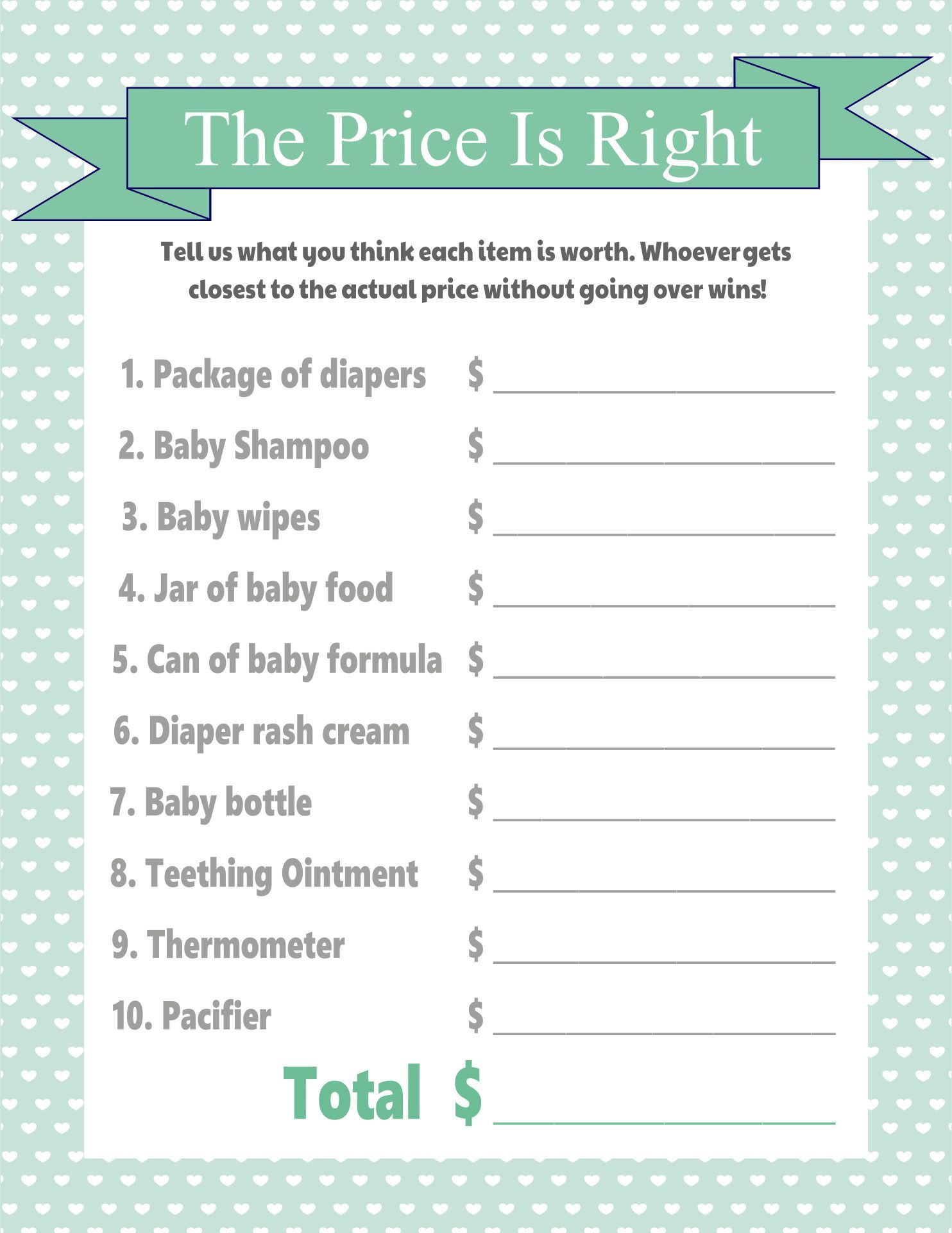 Price Is Right Baby Shower Template Printables | Free Baby Shower with regard to Free Printable Price Is Right Baby Shower Game