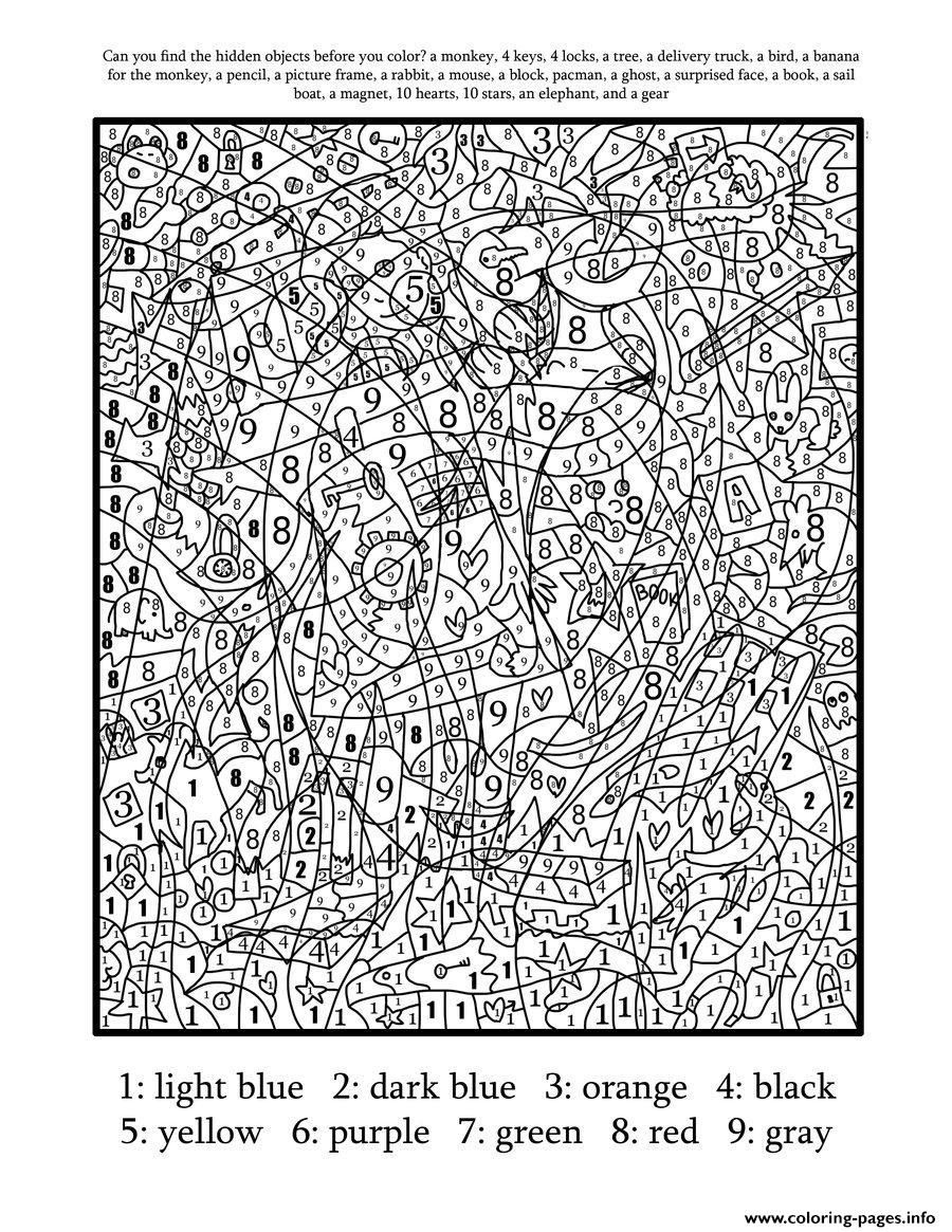 Print Really Hard Difficult Colornumber For Adults Coloring for Hard Color By Number Free Printables