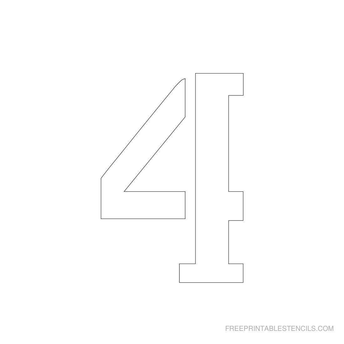 Printable 3 Inch Number Stencil 4 | Number Stencils, Free Stencils in Free Printable Number Stencils