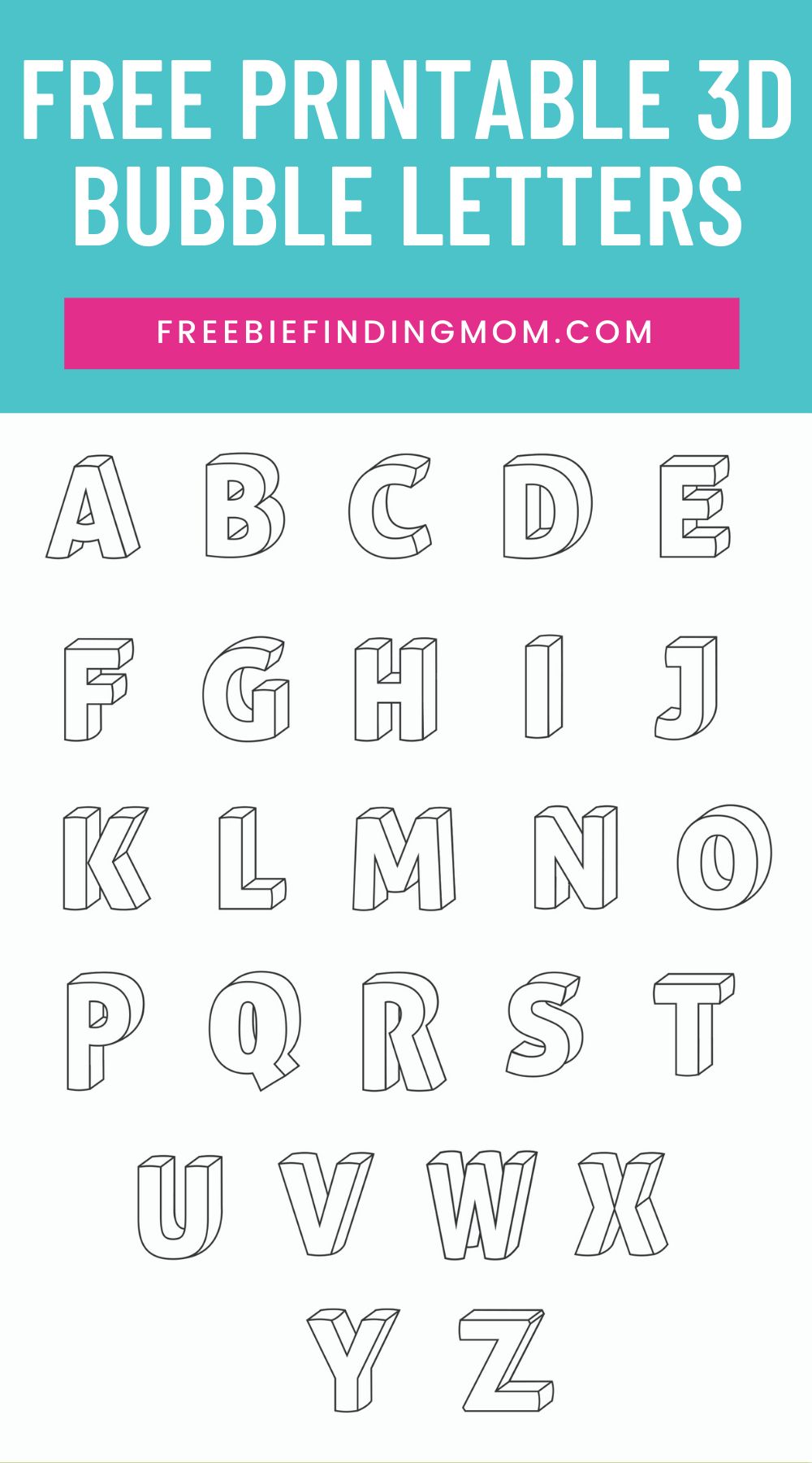 Printable 3D Bubble Letters Alphabet | Bubble Letters Alphabet in Free Printable 3D Letters