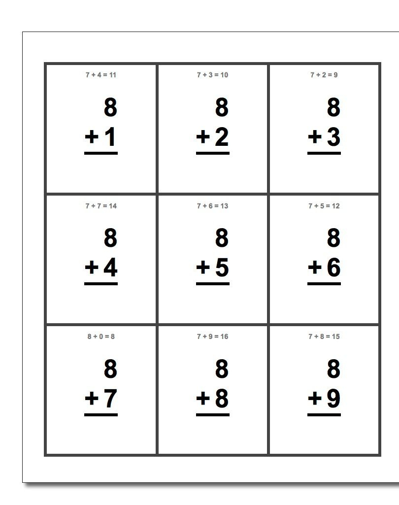 Printable Addition Flash Cards with Free Printable Math Flashcards Addition