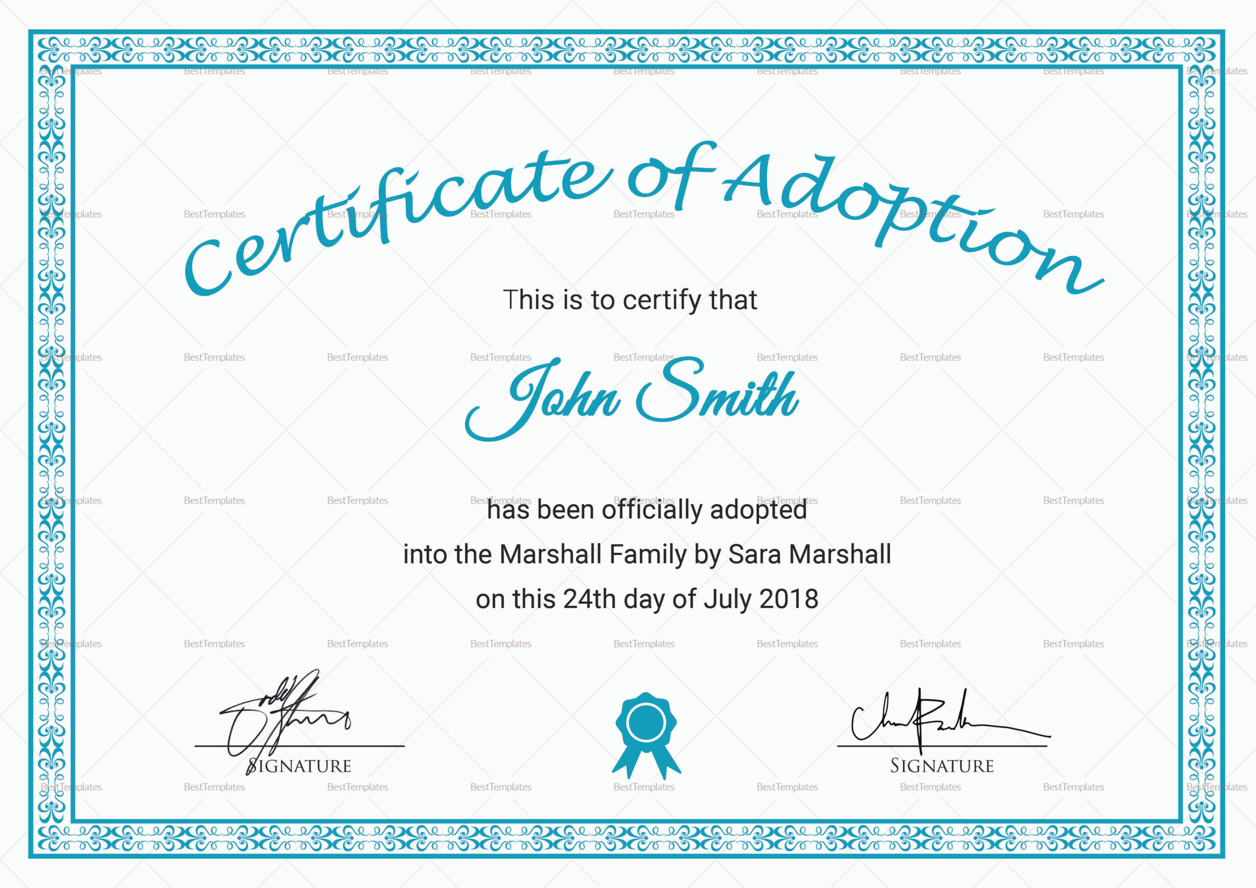 Printable Adoption Certificate Design Template In Psd, Word with Fake Adoption Certificate Free Printable