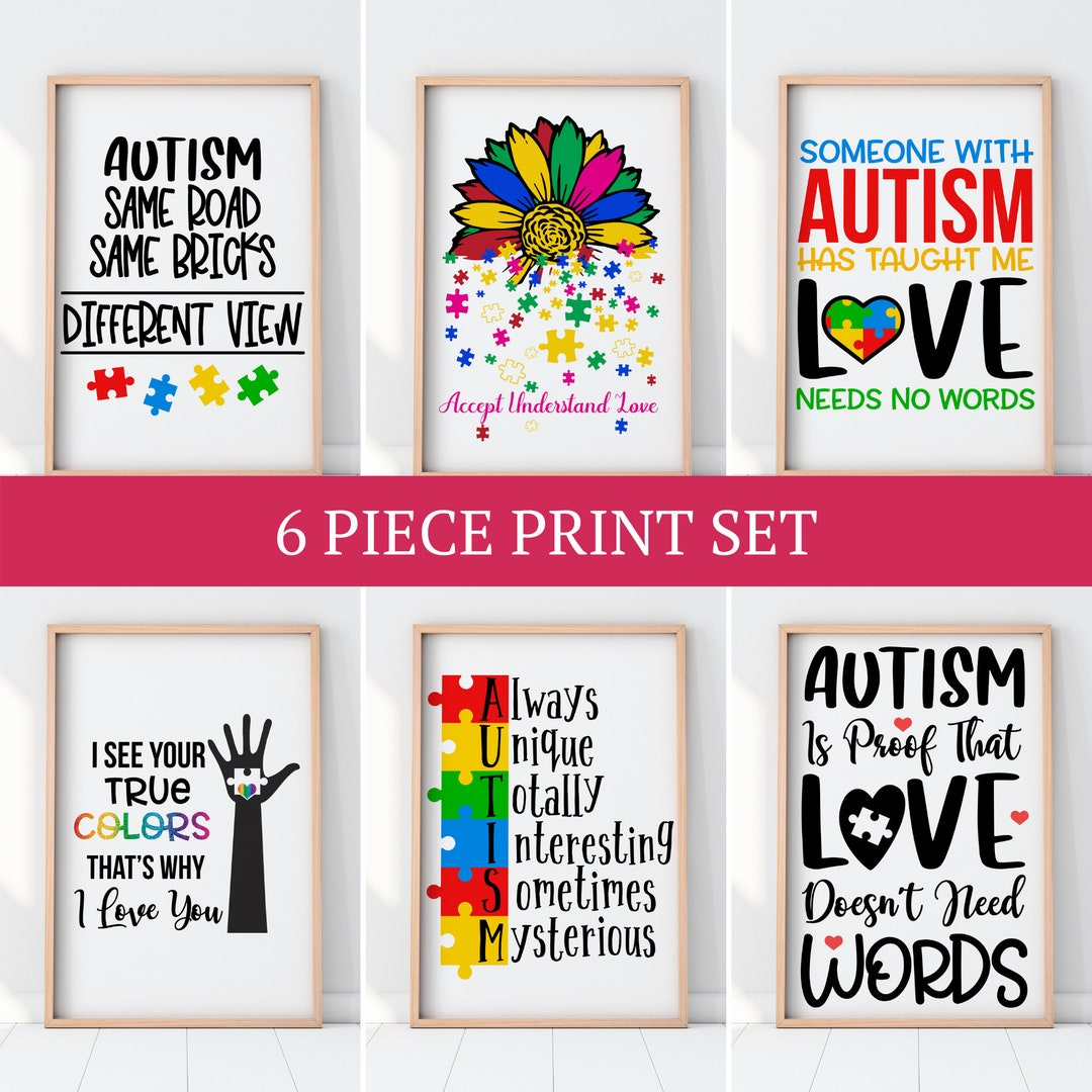 Printable Autism Awareness 6 Print Set, Kids Playroom inside Free Printable Autism Awareness Posters