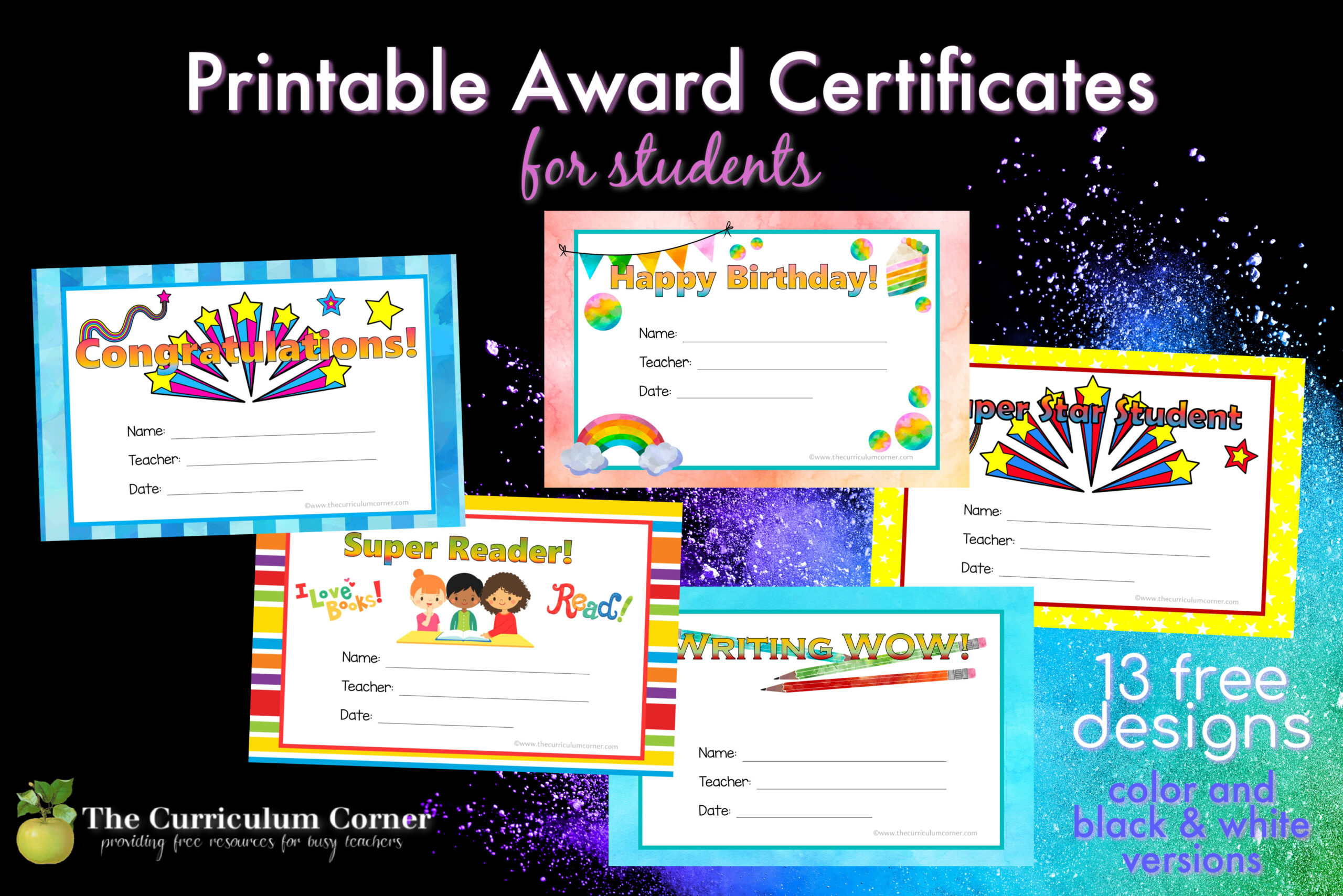 Printable Award Certificates - The Curriculum Corner 123 inside Free Printable Reward Certificates