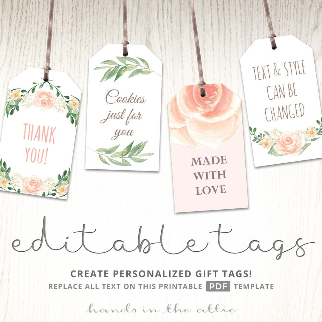 Printable Baby Shower Labels, Editable Gift Tags, Bridal Shower for Free Printable Baby Shower Gift Tags