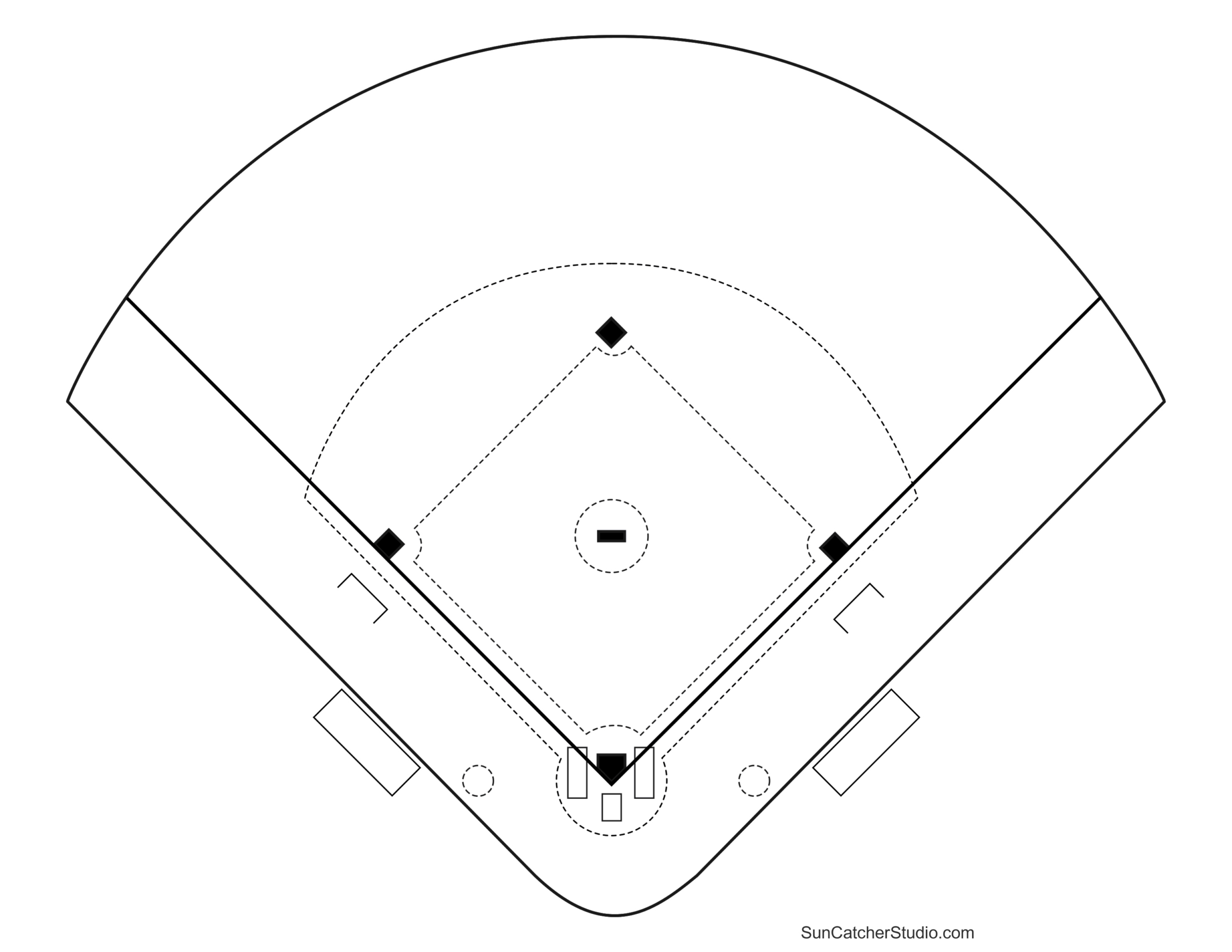 Printable Baseball Field Diagram (Softball Diamond) Templates throughout Free Printable Baseball Field Diagram