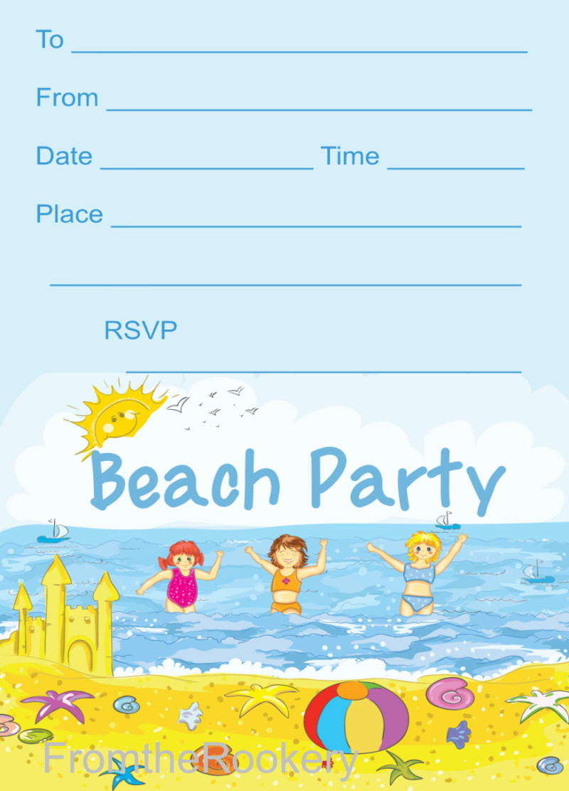 Printable Beach Party Invitations pertaining to Free Printable Water Birthday Party Invitations