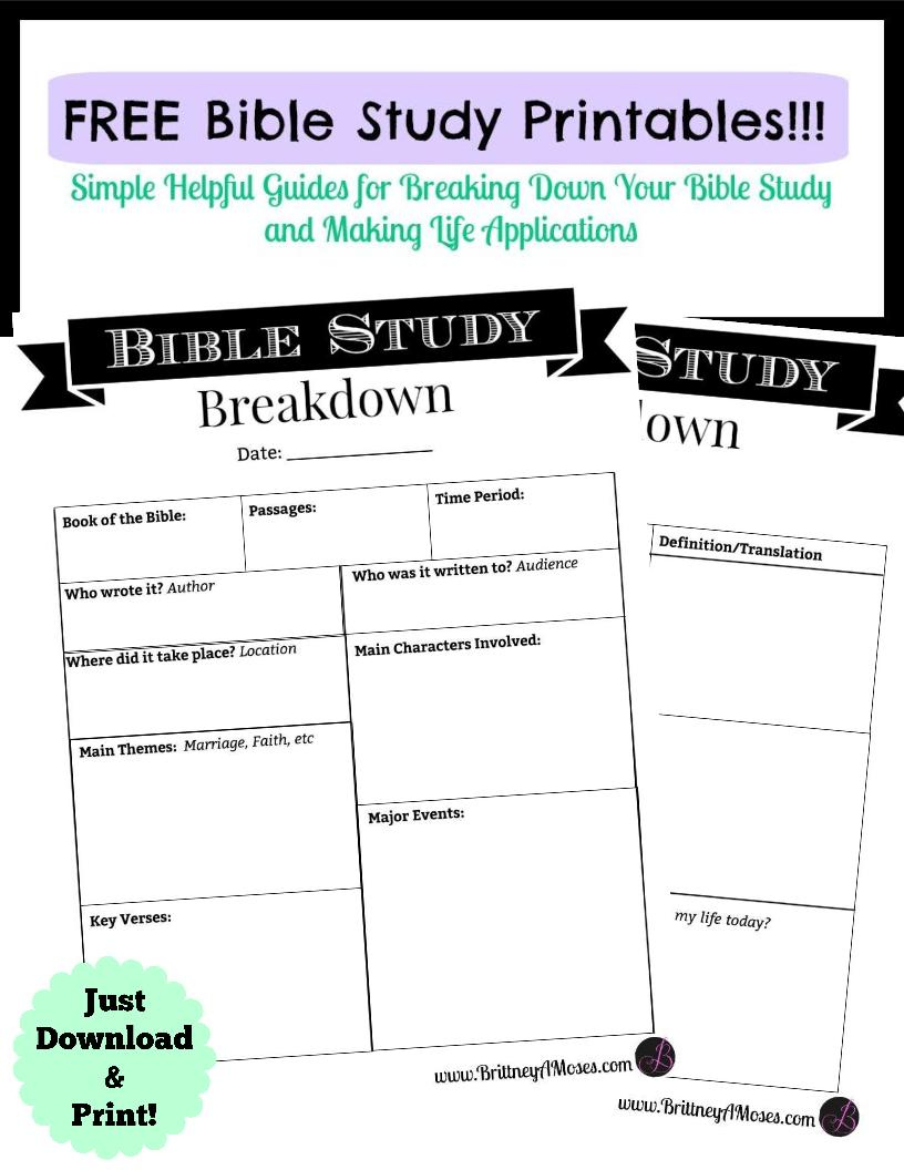 Printable Bible Study Guide | Brittney Moses with Free Printable Bible Study Guides