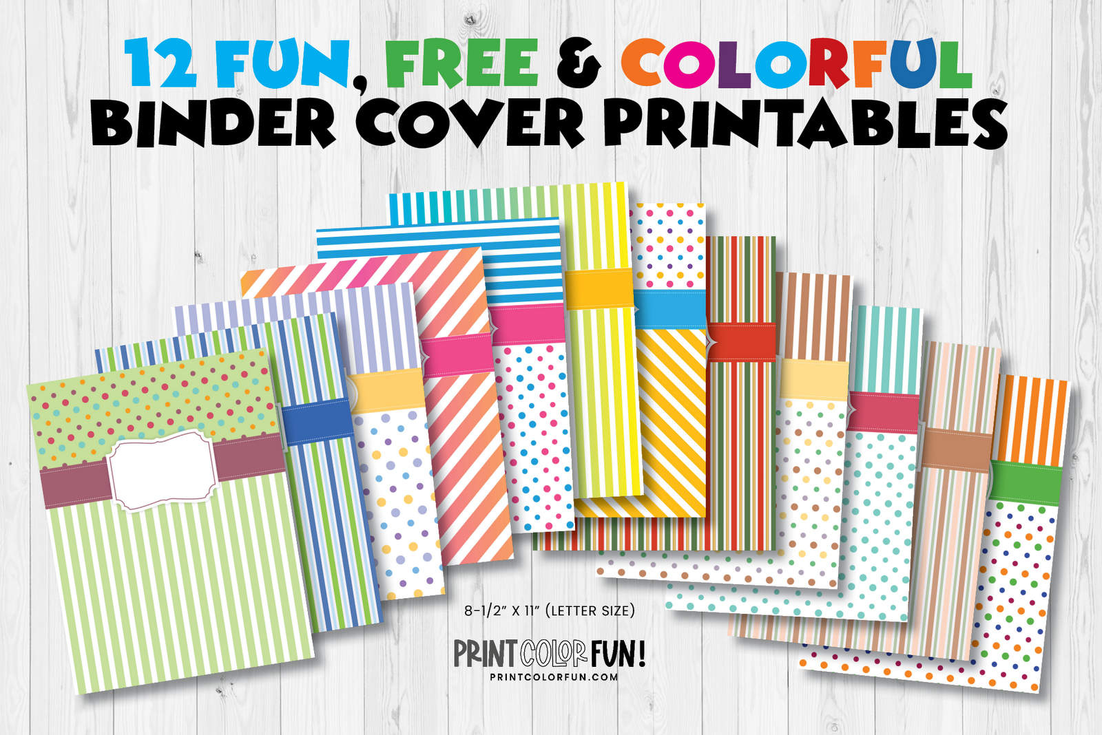 Printable Binder Covers: 12 Free Colorful Sets With Matching Front in Free Printable Binder Covers and Spines