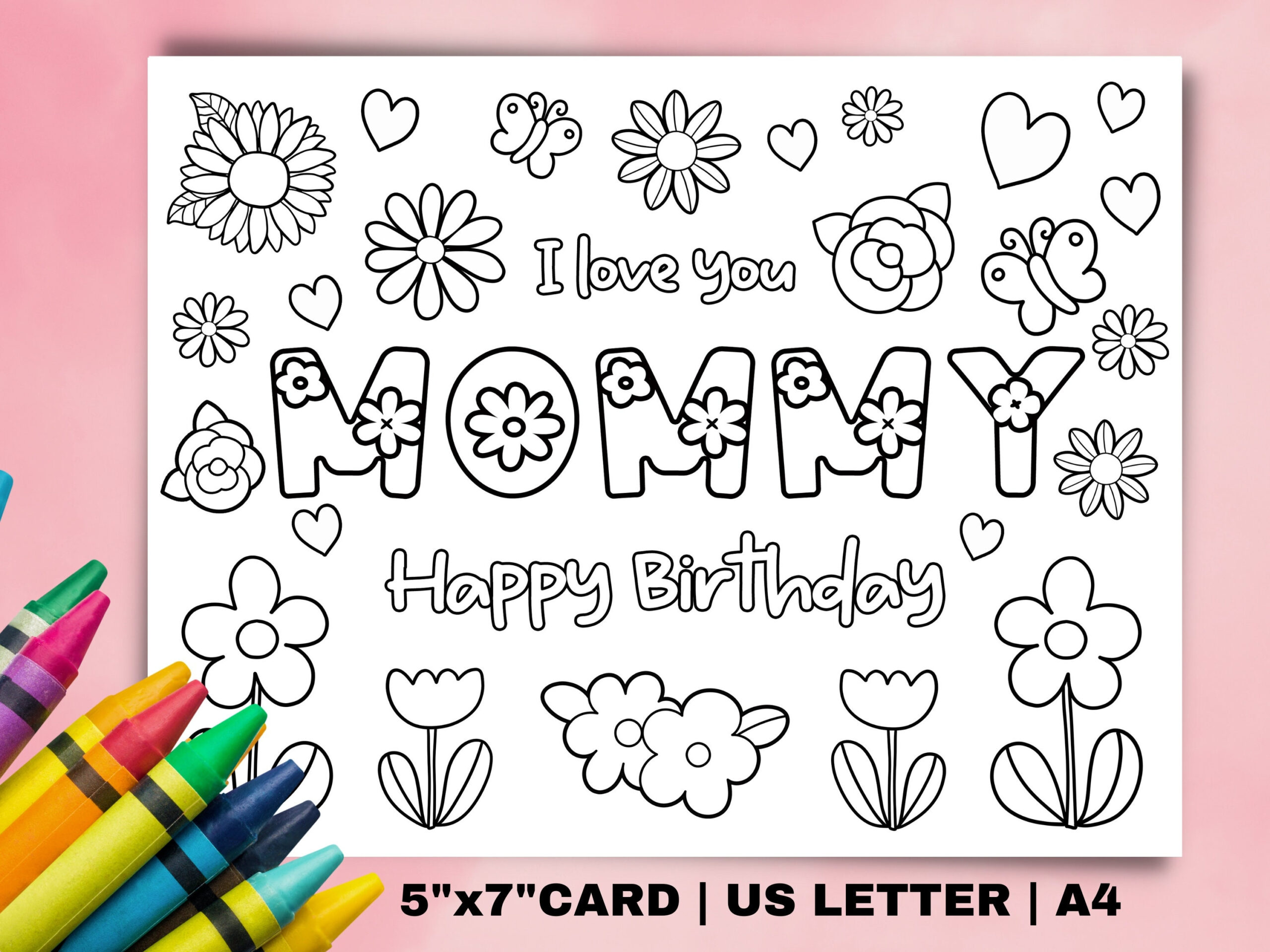 Printable Birthday Coloring Card For Mom. Happy Birthday Mommy in Free Printable Birthday Cards For Mom From Son